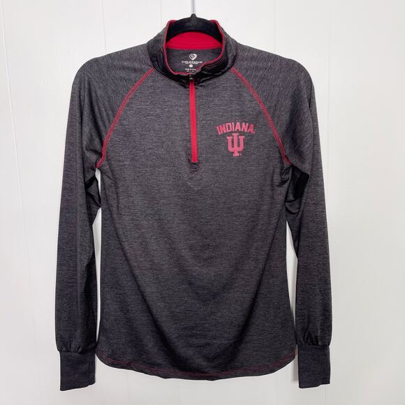 Colosseum Womens Small S Gray Red Indiana Hoosiers 1/4 Zip Long Sleeve Pullover - Picture 1 of 9